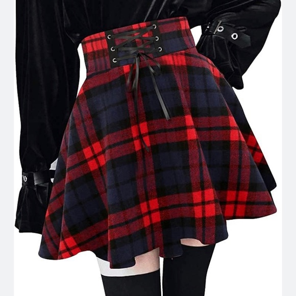 IDEALSANXUN HIGH WAISTED WOOL BLEND GOTHIC MINI SKATER SKIRT (skort)- S/ Medium - Picture 2 of 11